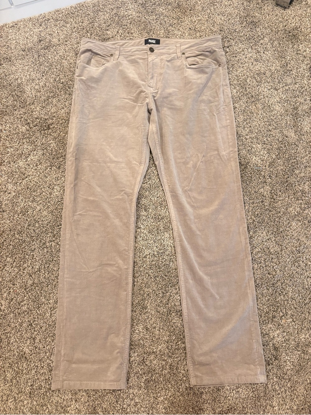 PAIGE Neutral Taupe Corduroy Straight Pants